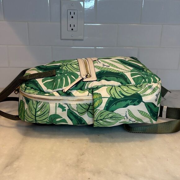 Radley London Maple Cross Palm Print Medium Zip Top Backpack Green White Gold main image 9